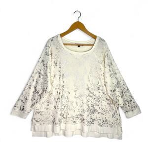 Jane and Delancey Women's Metallic Sweatshirt Size 1X Cream Gold Specks